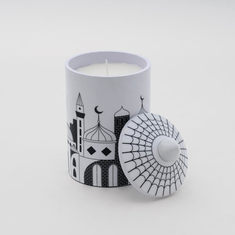 Homez Hilal Dome Candle Holder White and Black - Image 2